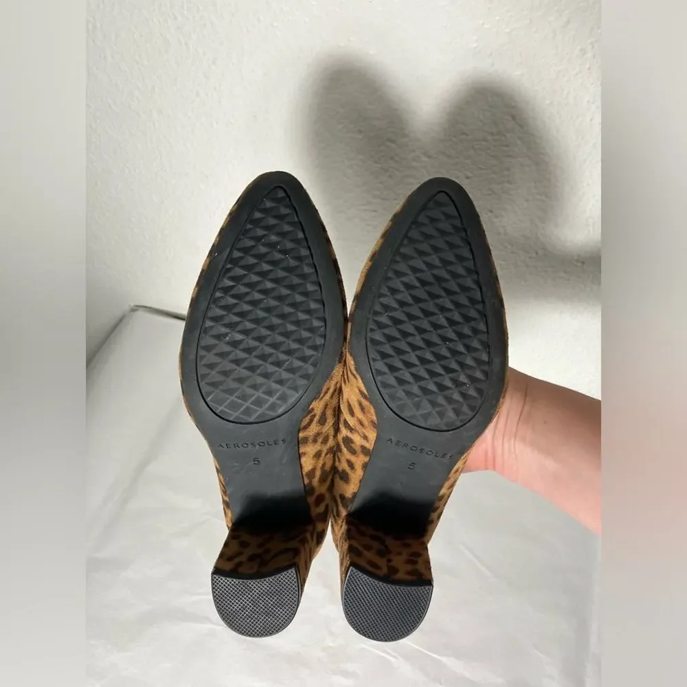 Aerosoles Bettie Pump Women heel 5 M Leopard Print Black block Suede comfortable